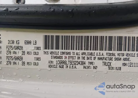 2014 Ram 1500 Lone Star z USA, uszkodzony, nr VIN 1C6RR6LT5ES234384